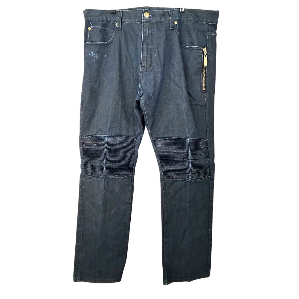 Eight 732 Biker Jeans Sz 42x34 Mens Denim Baggy Skater Dark Wash Small Flaw N